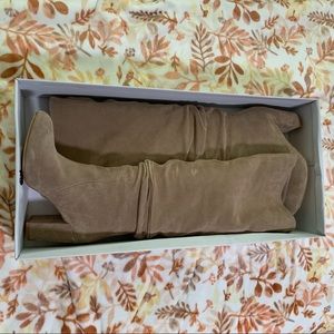 Steve Madden Taupe Suede Knee-High Heeled Boots